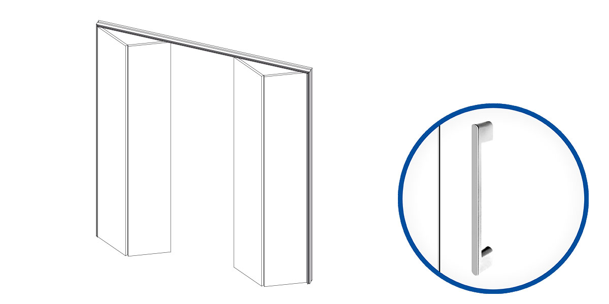 ANTE SYNTESIS AREO PER INTERNO - A LIBRO DOPPIO 3 LATI - LAVORAZIONE MANIGLIA 1200x2100